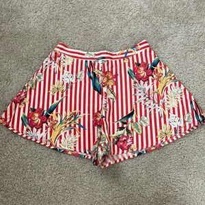 Palm Royale Tropical Candy-Stripe Wide Leg Short Shorts